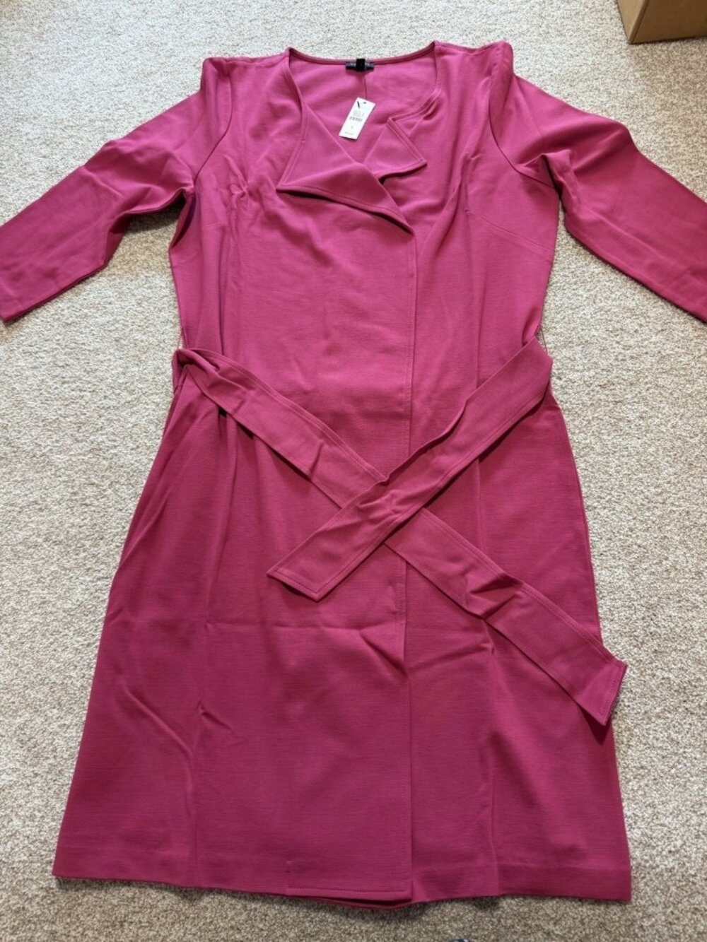 Talbots Pink Belted Wrap Midi Dress Long Sleeve Career Size 16